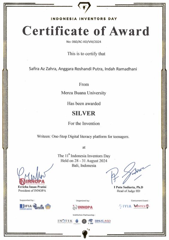 Silver Medal, Indonesia Inventors Day (INNOPA)